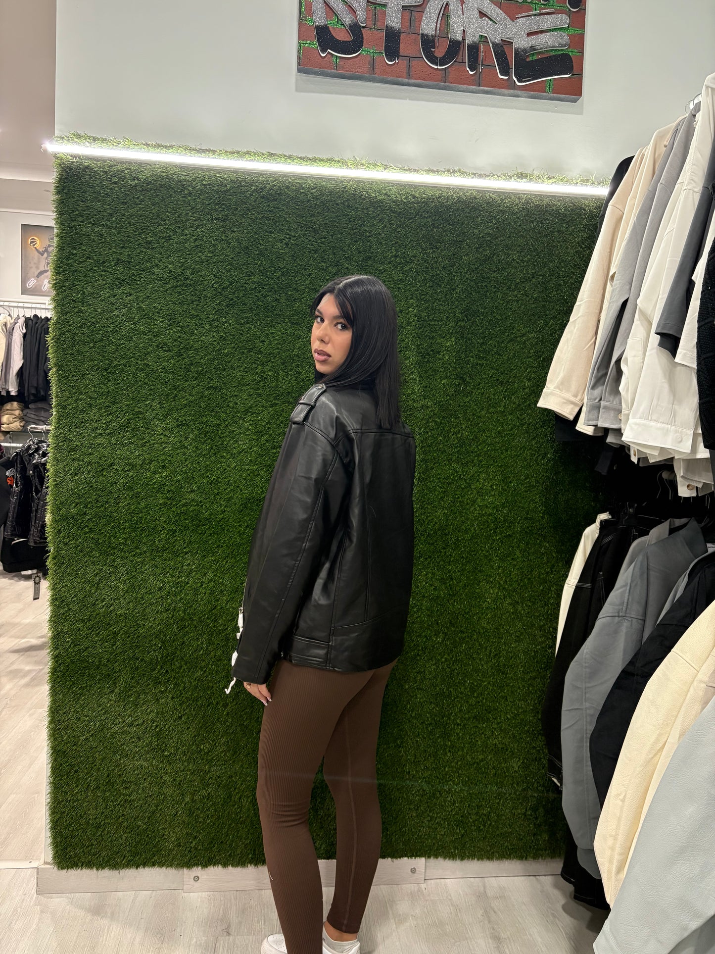 Giacca in ecopelle Over